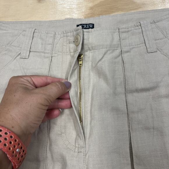 J Crew Women Seaside Cargo Pants Linen Blend Beige Size 8 Beachy Preppy - Picture 7 of 9